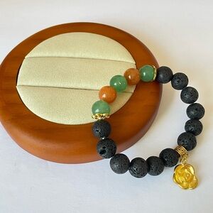Natural Lava Rock Stone Stretch Bracelet